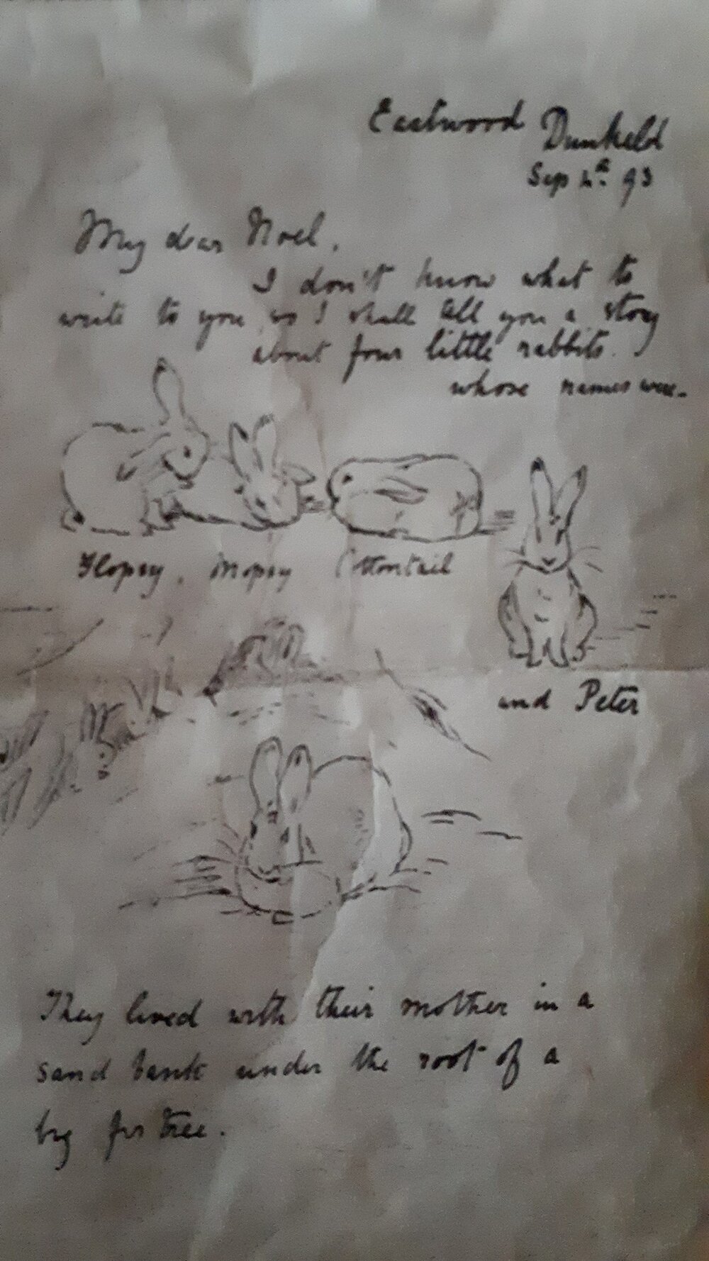 Beatrix Potter, scrisoarea cu prima poveste despre Peter Iepurașul